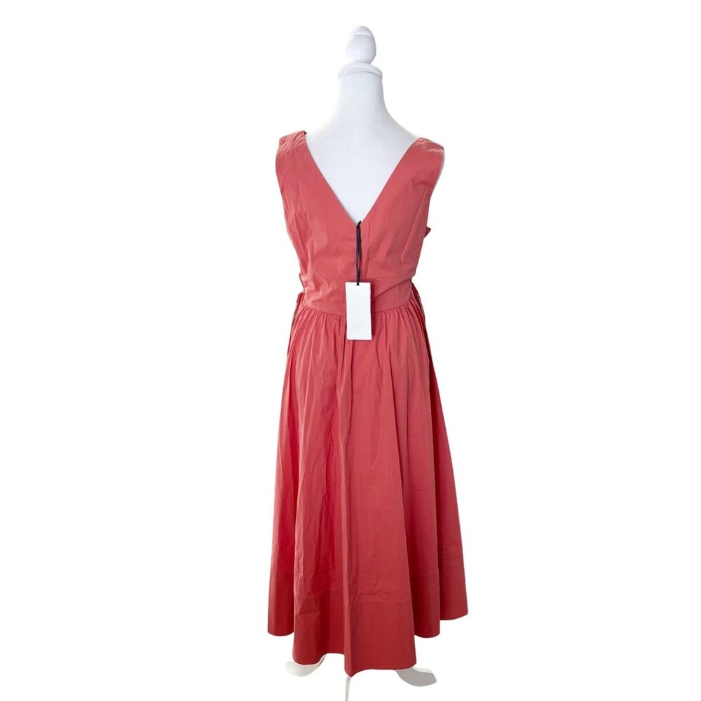 Saloni Luella Cotton Poplin Sleeveless Midi Dress 10 Orange NWT - Picture 6 of 11